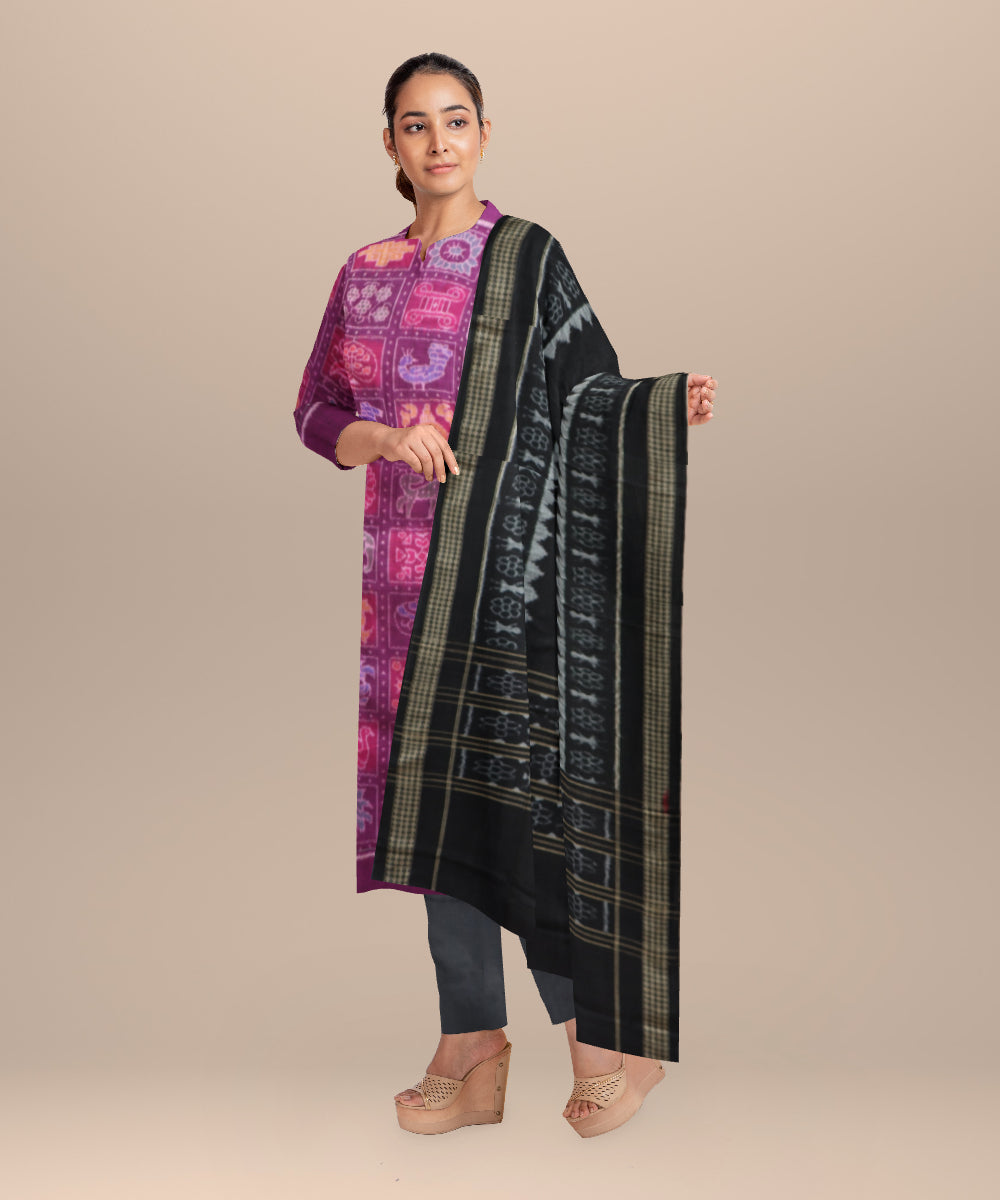 Purple black handloom cotton sambalpuri dress material
