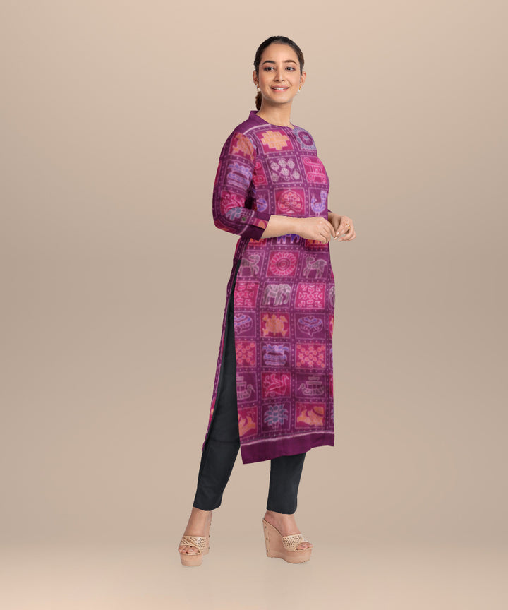 Purple black handloom cotton sambalpuri dress material