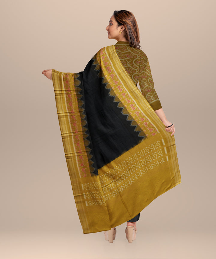 Yellow black handloom cotton sambalpuri dress material