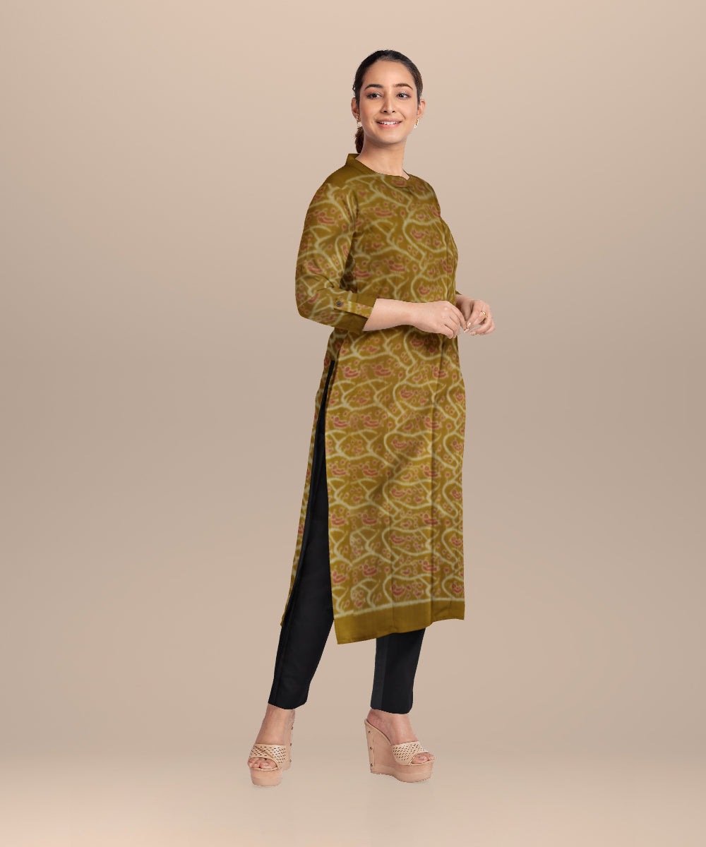 Yellow black handloom cotton sambalpuri dress material