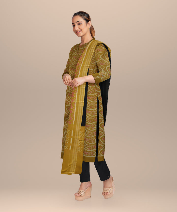 Yellow black handloom cotton sambalpuri dress material