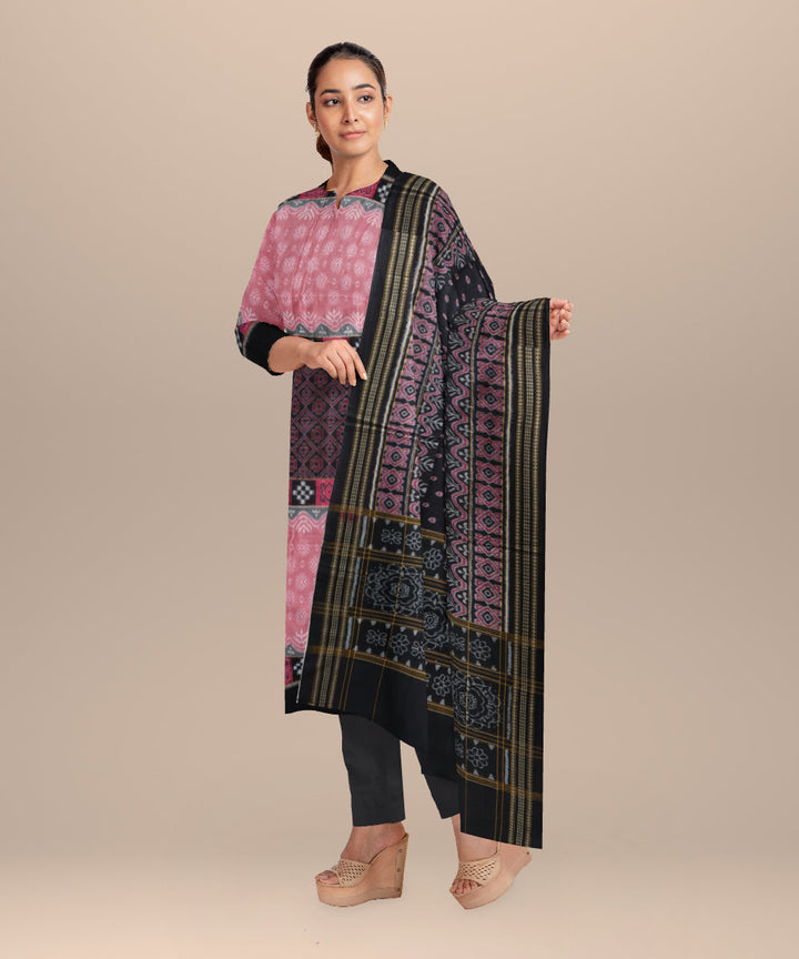 Multicolor black handloom cotton sambalpuri dress material