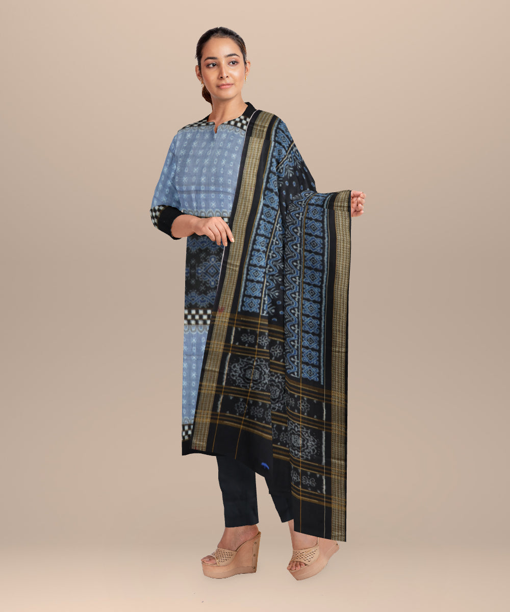 Multicolor black handloom cotton sambalpuri dress material