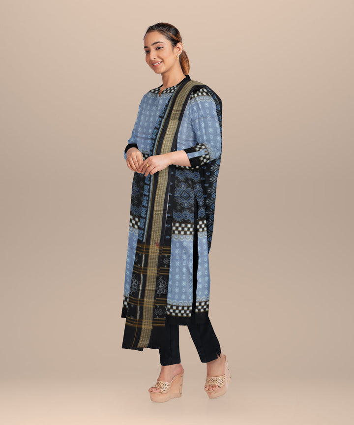 Multicolor black handloom cotton sambalpuri dress material