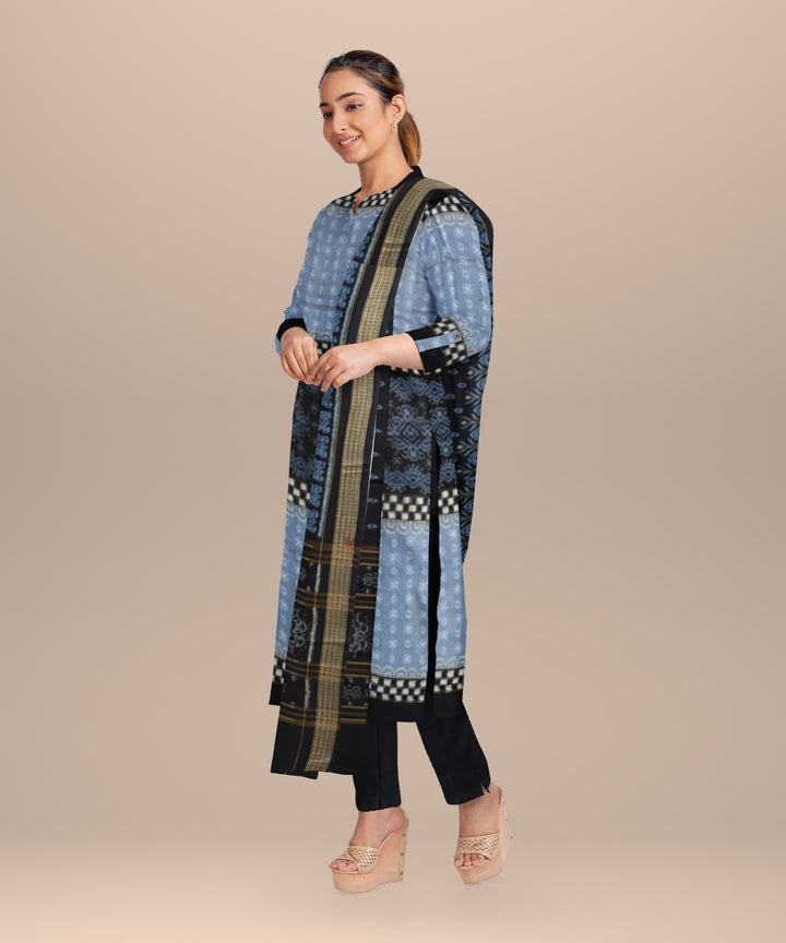 Multicolor black handloom cotton sambalpuri dress material
