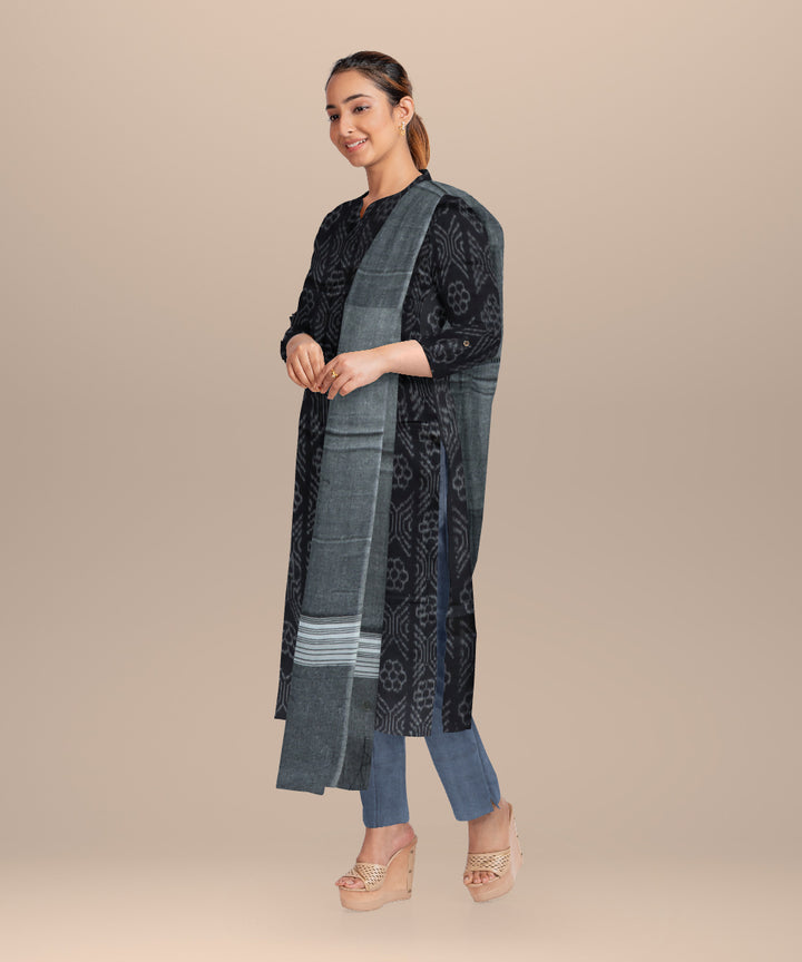 Black gray handloom cotton nuapatna dress material