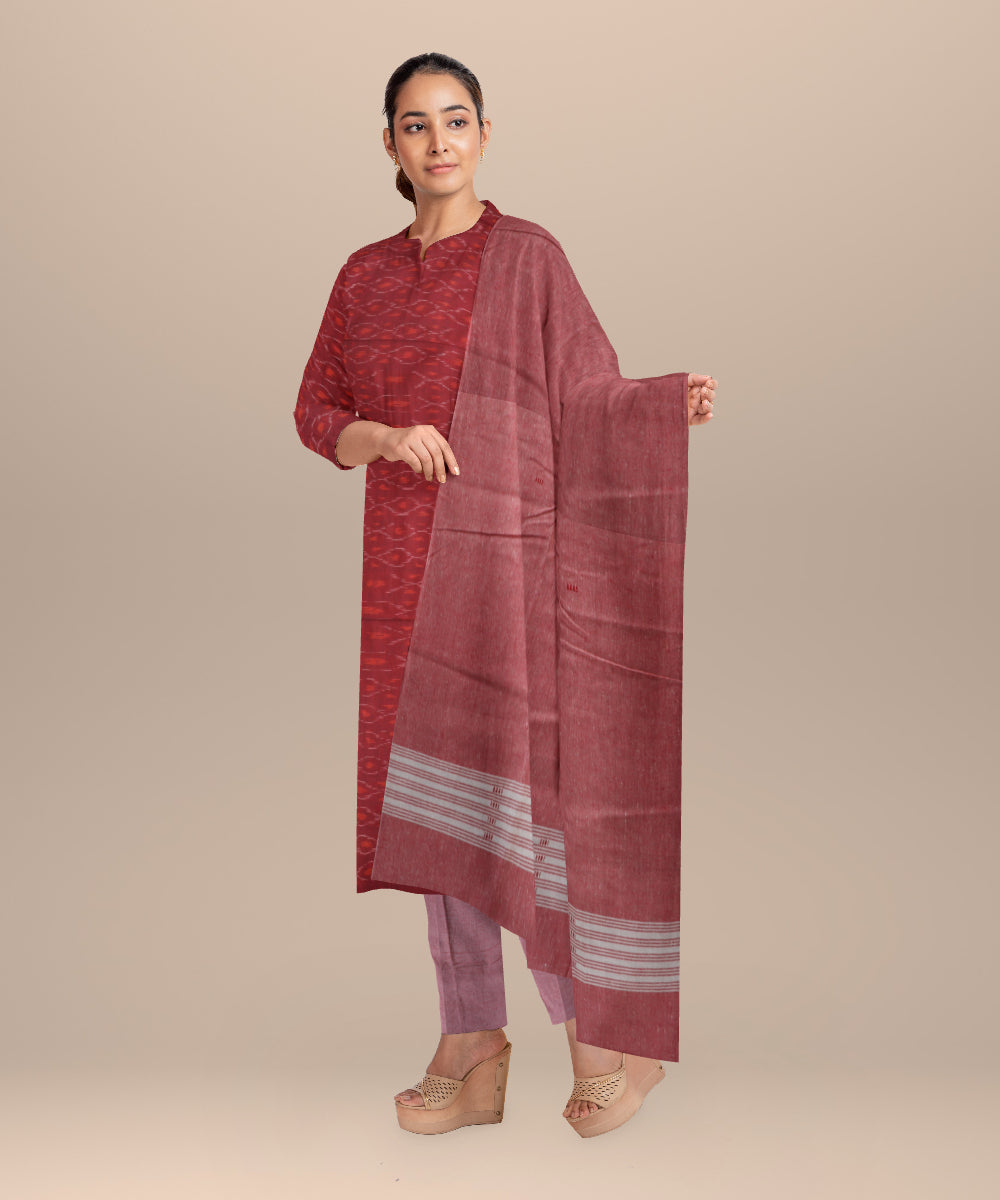 Mauve baby pink handloom cotton nuapatna dress material