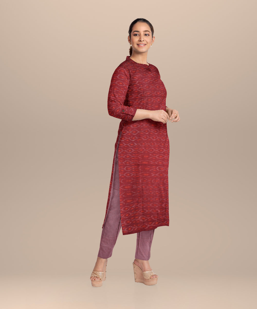 Mauve baby pink handloom cotton nuapatna dress material