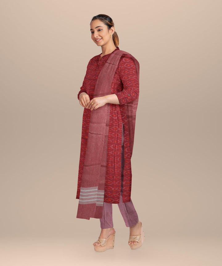 Mauve baby pink handloom cotton nuapatna dress material