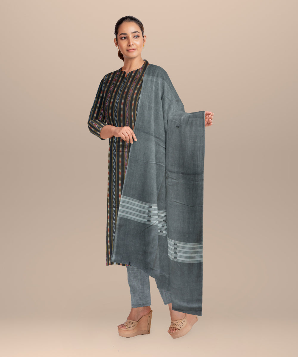Black gray handloom cotton nuapatna dress material