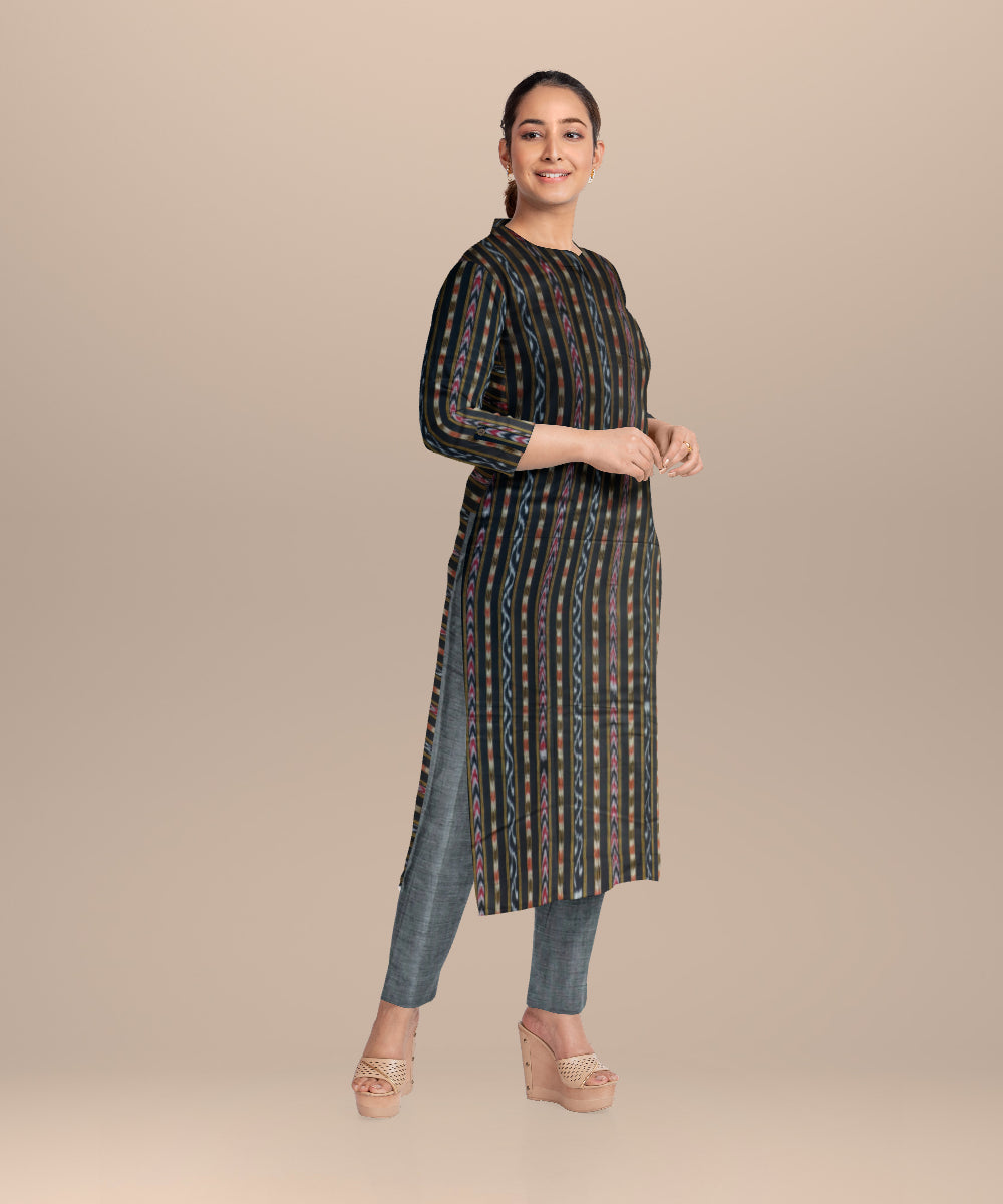 Black gray handloom cotton nuapatna dress material