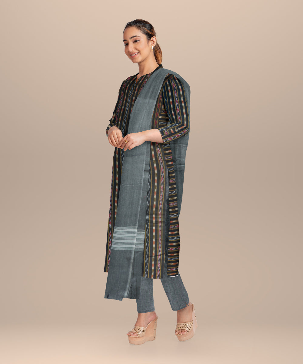 Black gray handloom cotton nuapatna dress material