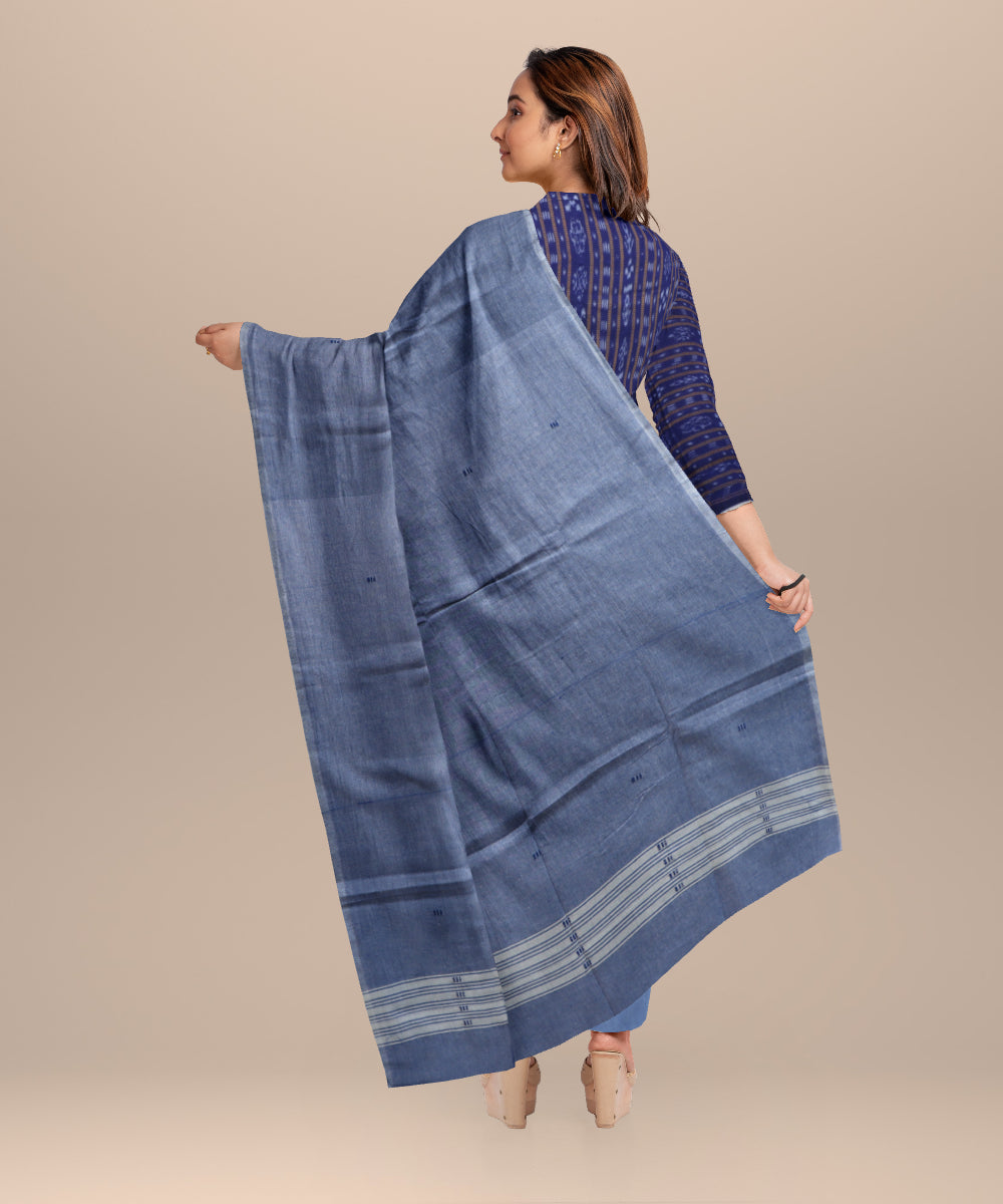 Navy blue baby blue eyes handloom cotton nuapatna dress material