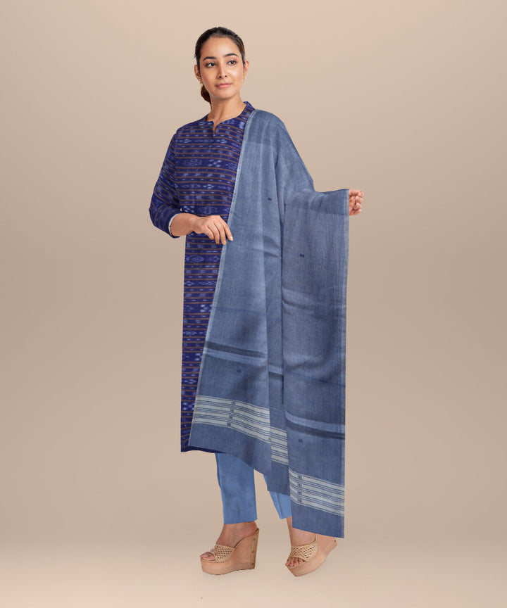 Navy blue baby blue eyes handloom cotton nuapatna dress material