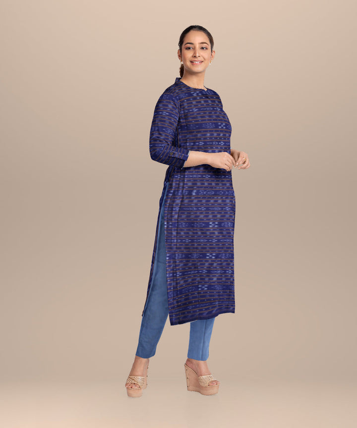 Navy blue baby blue eyes handloom cotton nuapatna dress material