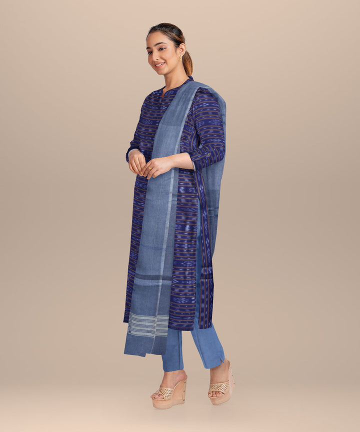Navy blue baby blue eyes handloom cotton nuapatna dress material