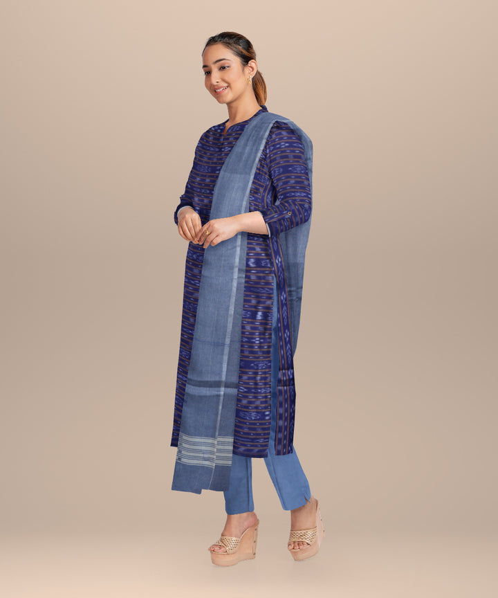 Navy blue baby blue eyes handloom cotton nuapatna dress material