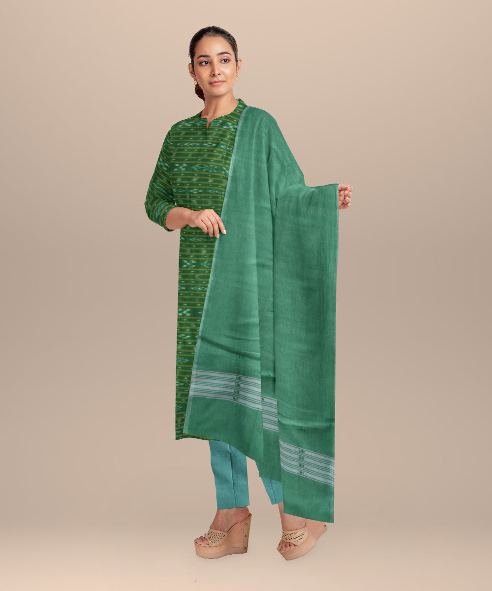 Dark green emerald handloom cotton nuapatna dress material