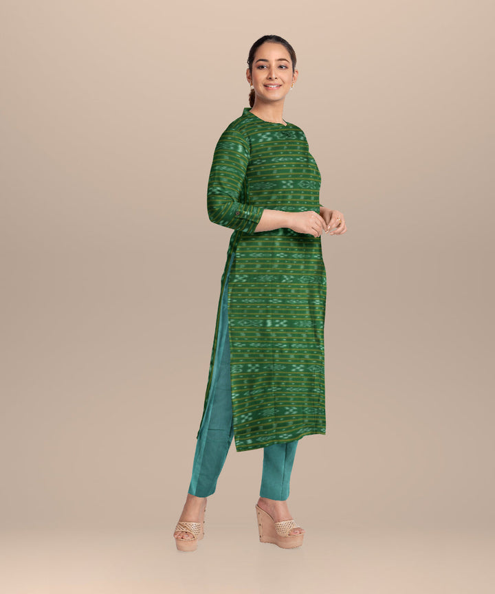 Dark green emerald handloom cotton nuapatna dress material