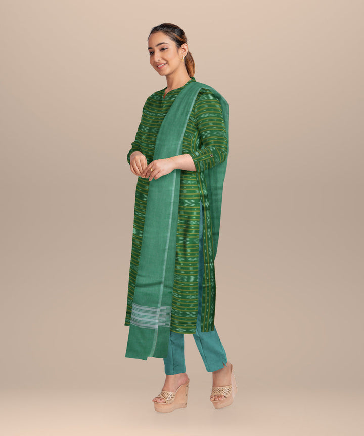 Dark green emerald handloom cotton nuapatna dress material