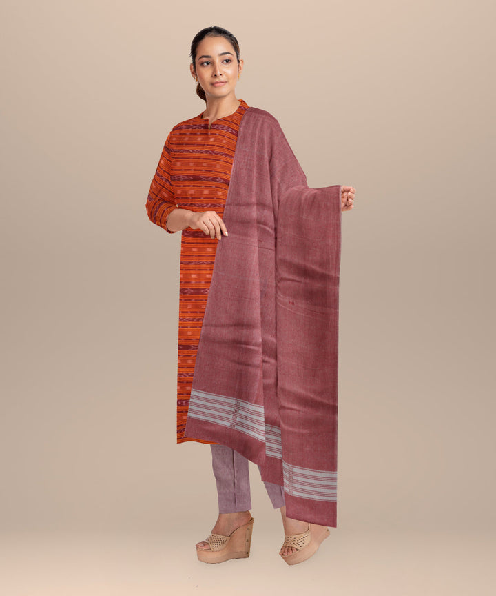 Maroon baby pink handloom cotton nuapatna dress material