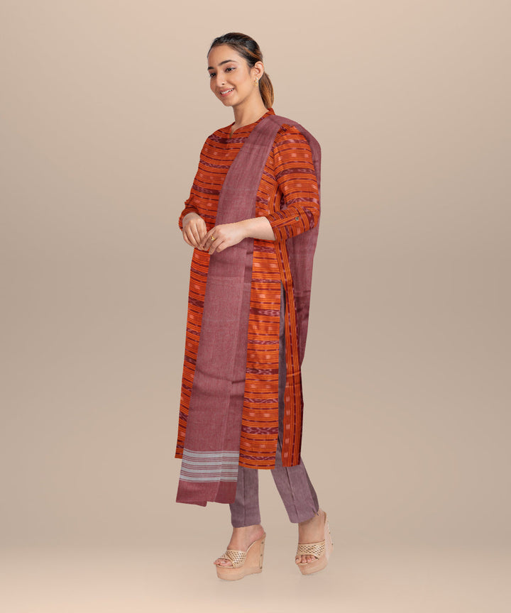 Maroon baby pink handloom cotton nuapatna dress material