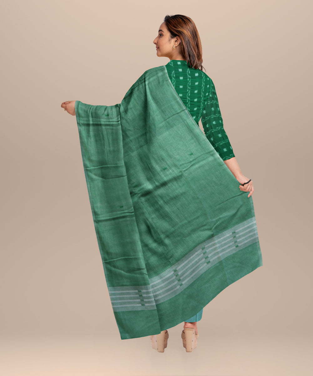 Dark green emerald handloom cotton nuapatna dress material