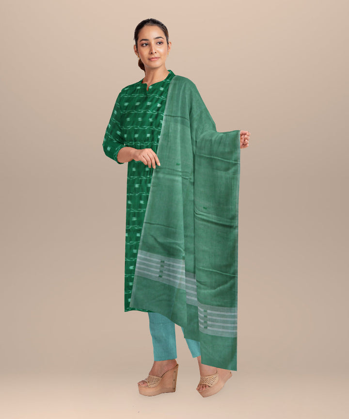 Dark green emerald handloom cotton nuapatna dress material