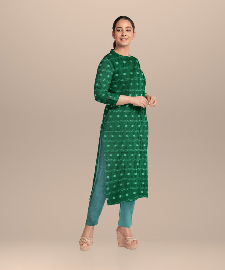 Dark green emerald handloom cotton nuapatna dress material