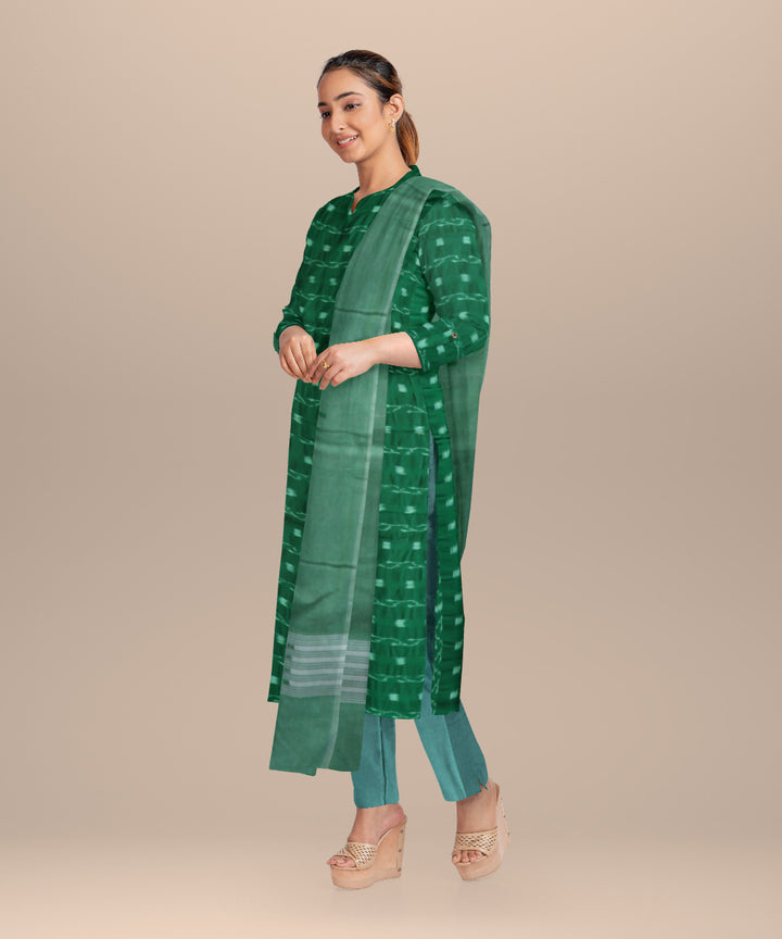 Dark green emerald handloom cotton nuapatna dress material