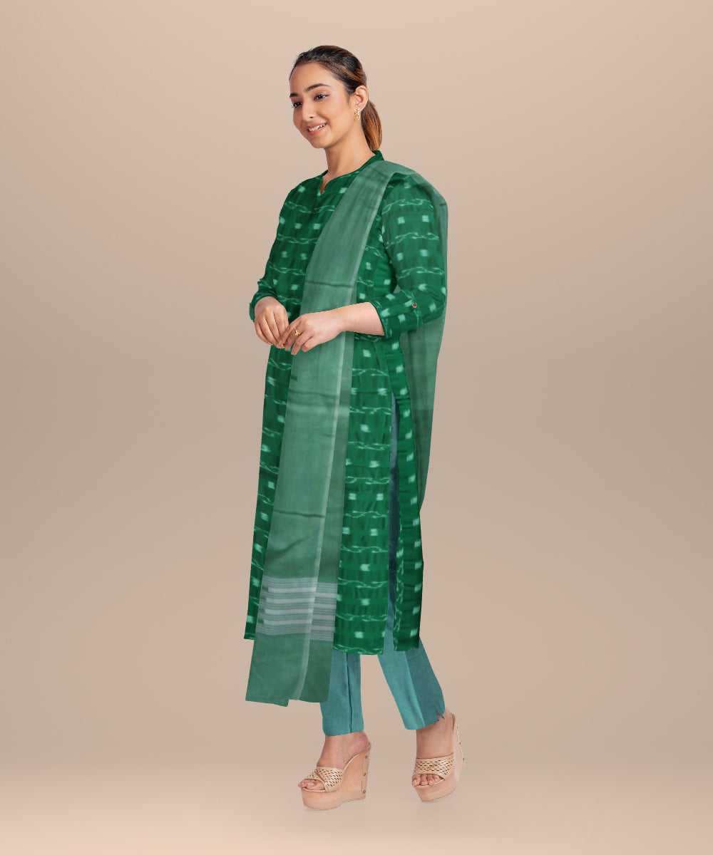 Dark green emerald handloom cotton nuapatna dress material