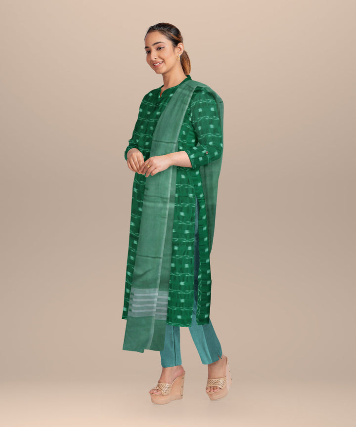 Dark green emerald handloom cotton nuapatna dress material