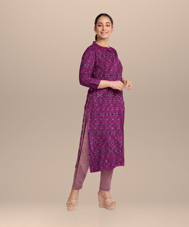 Purple baby pink handloom cotton nuapatna dress material