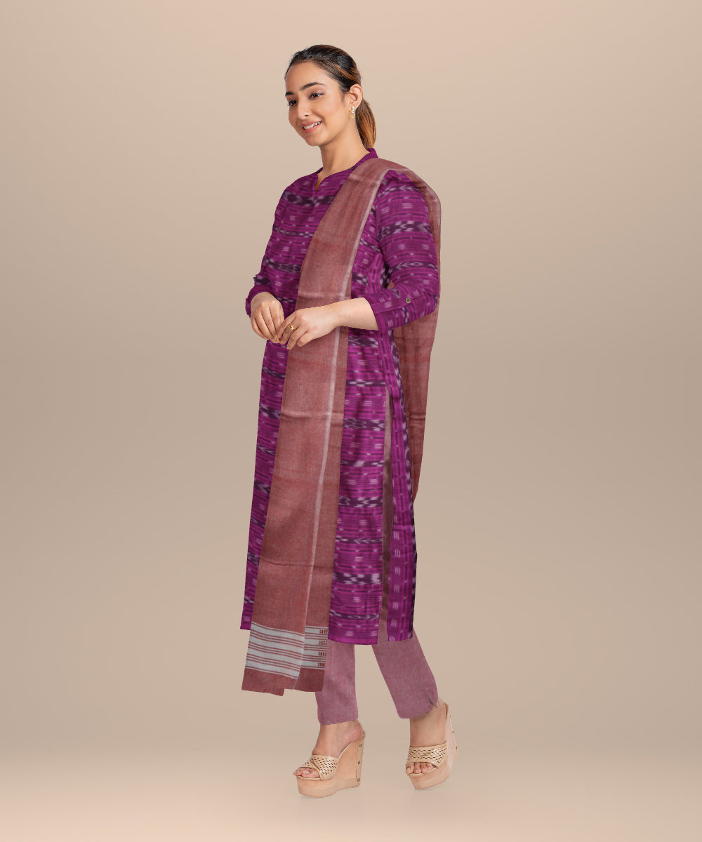 Purple baby pink handloom cotton nuapatna dress material