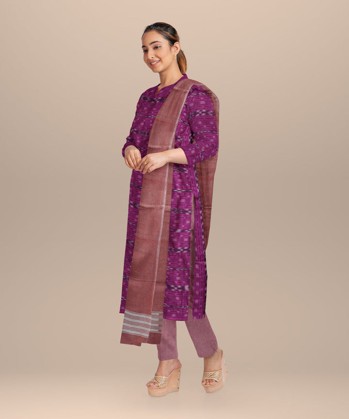 Purple baby pink handloom cotton nuapatna dress material