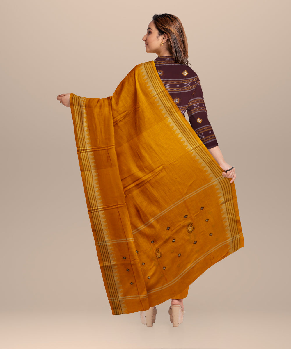 Maroon yellow handloom cotton nuapatna dress material