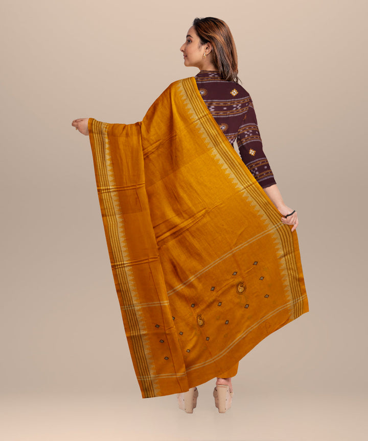 Maroon yellow handloom cotton nuapatna dress material