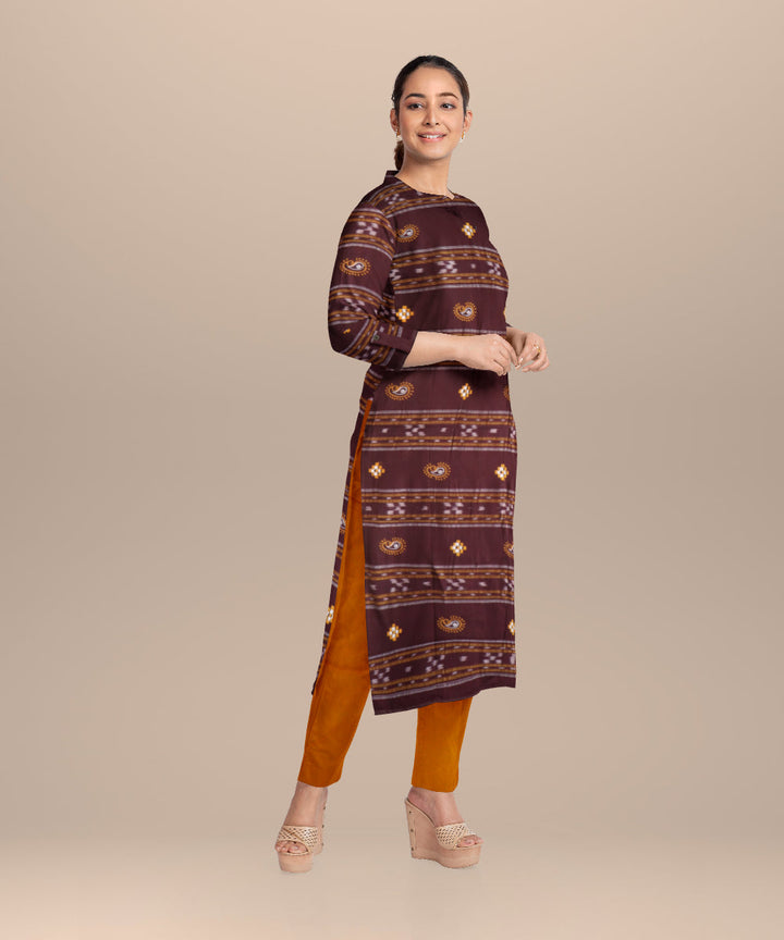 Maroon yellow handloom cotton nuapatna dress material