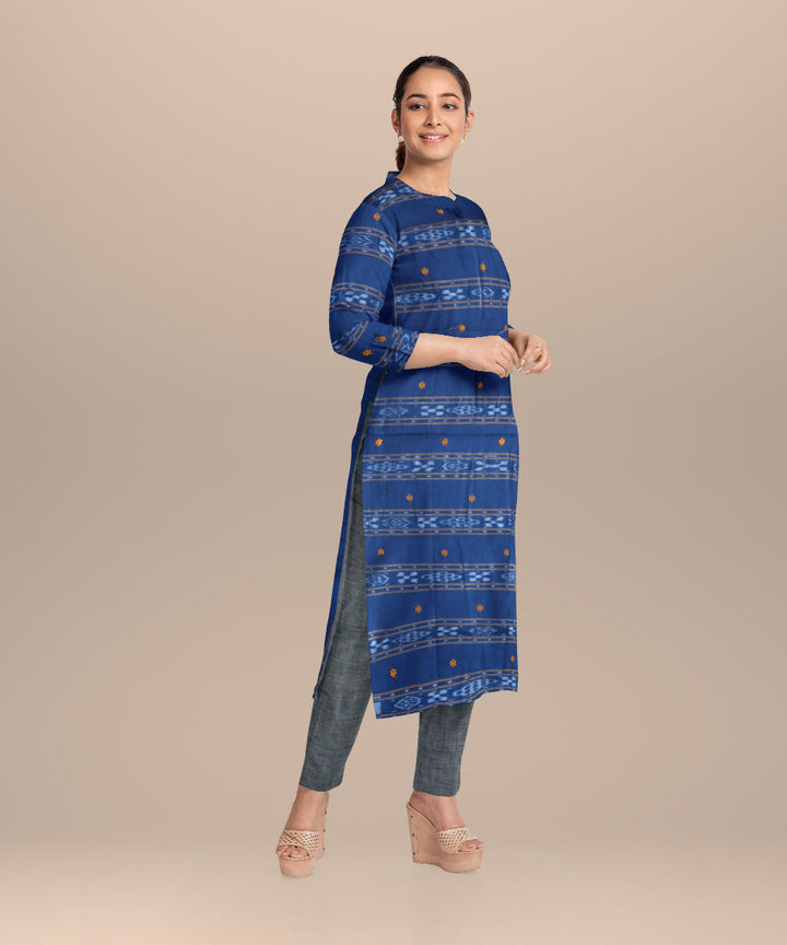 Sky blue gray handloom cotton nuapatna dress material