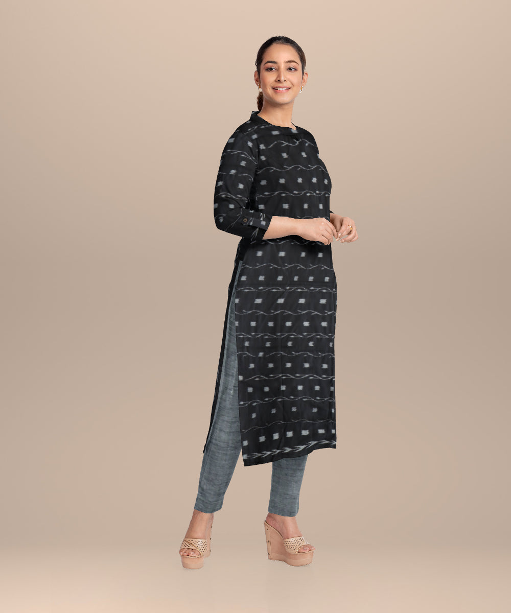 Black gray handloom cotton nuapatna dress material