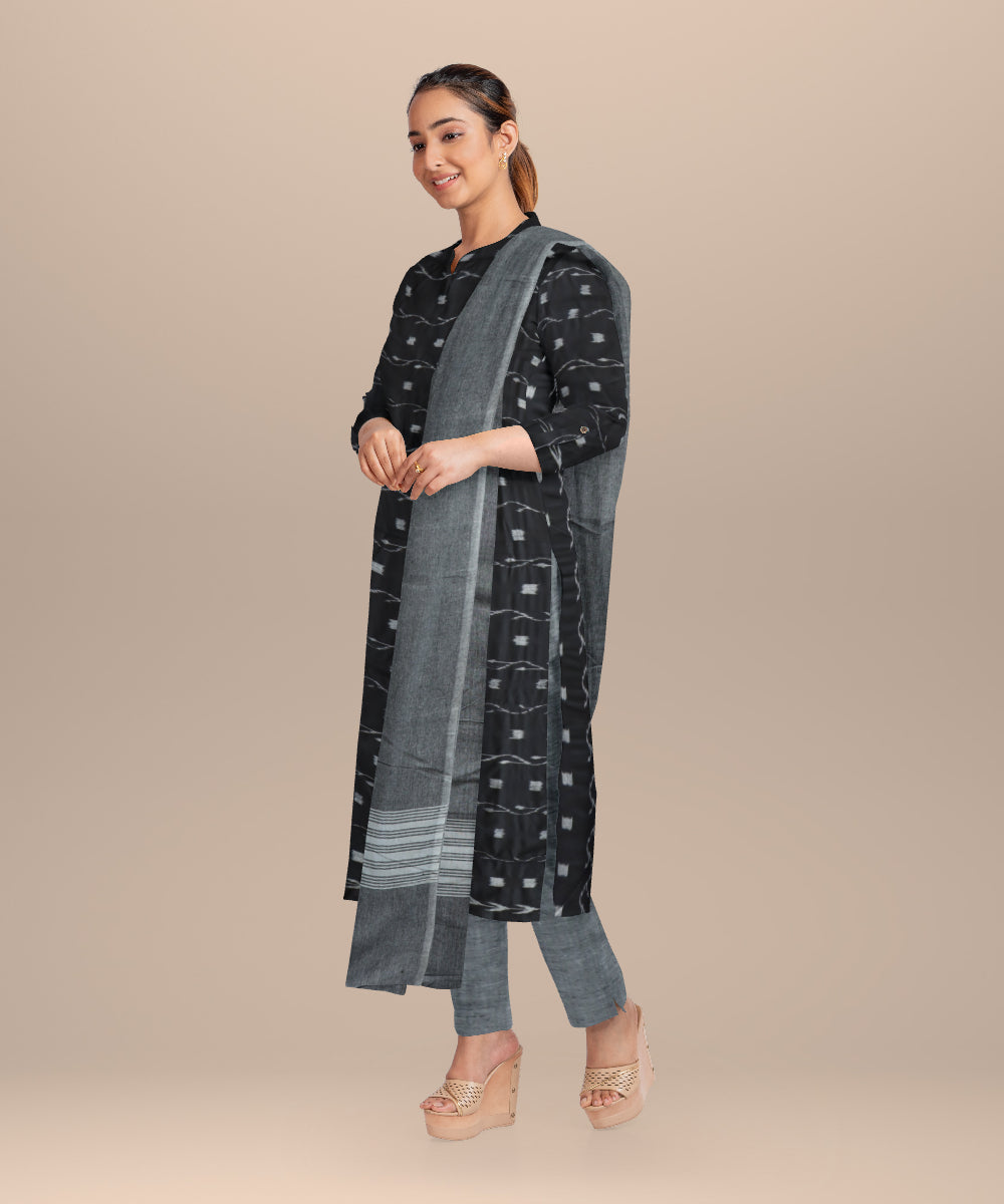 Black gray handloom cotton nuapatna dress material