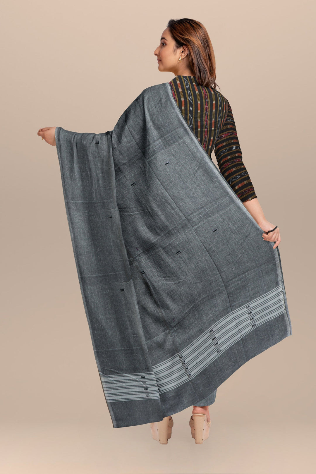 Black gray handloom cotton nuapatna dress material