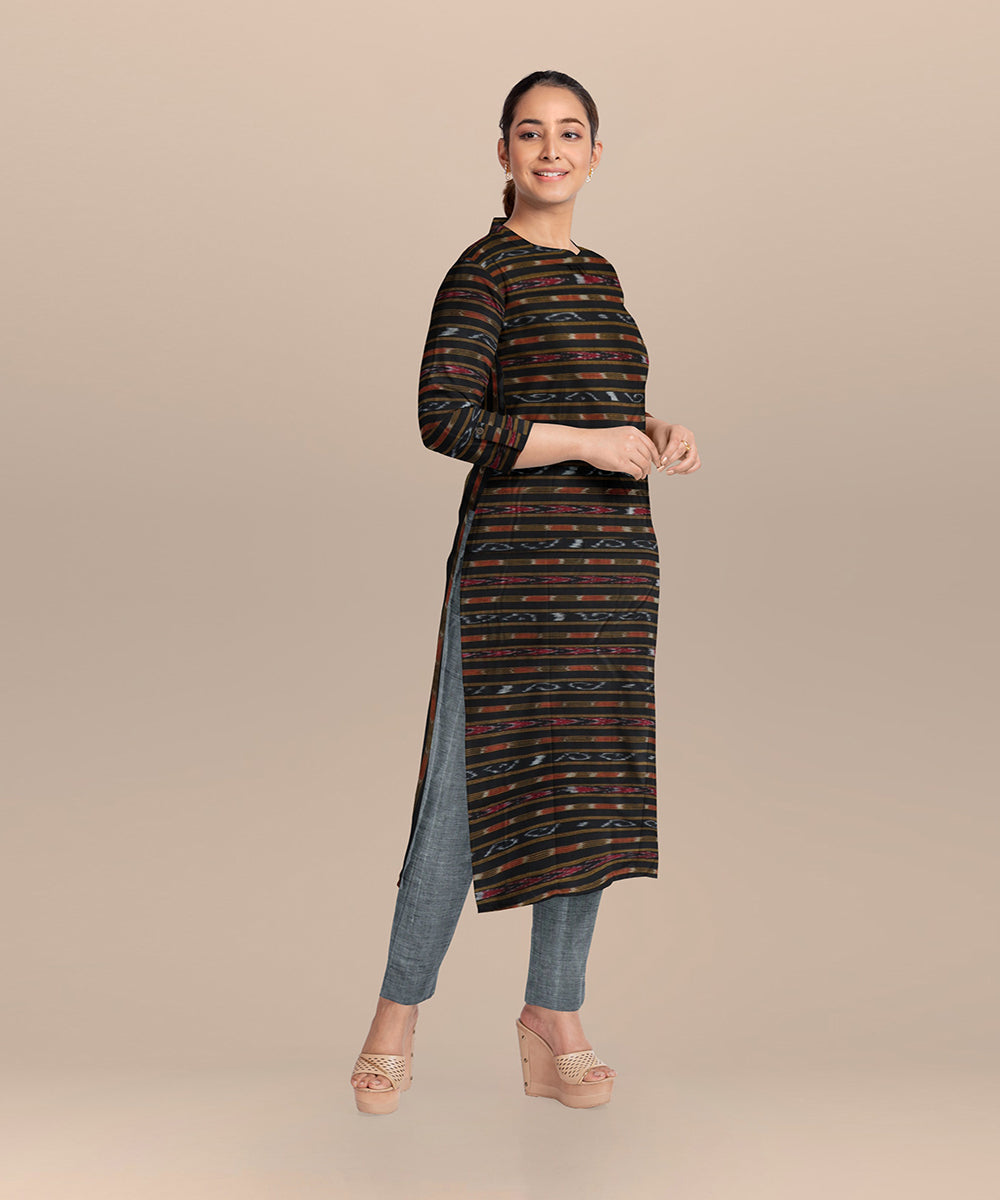 Black gray handloom cotton nuapatna dress material
