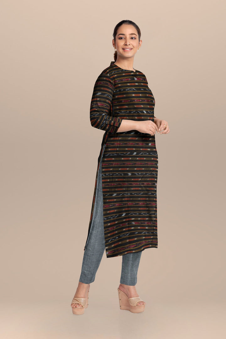 Black gray handloom cotton nuapatna dress material