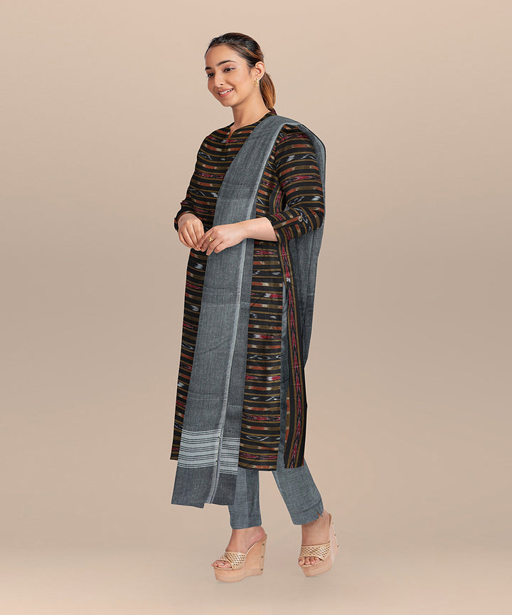 Black gray handloom cotton nuapatna dress material