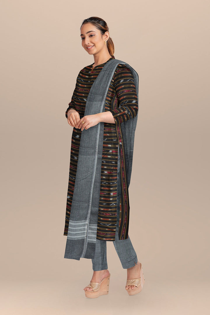 Black gray handloom cotton nuapatna dress material