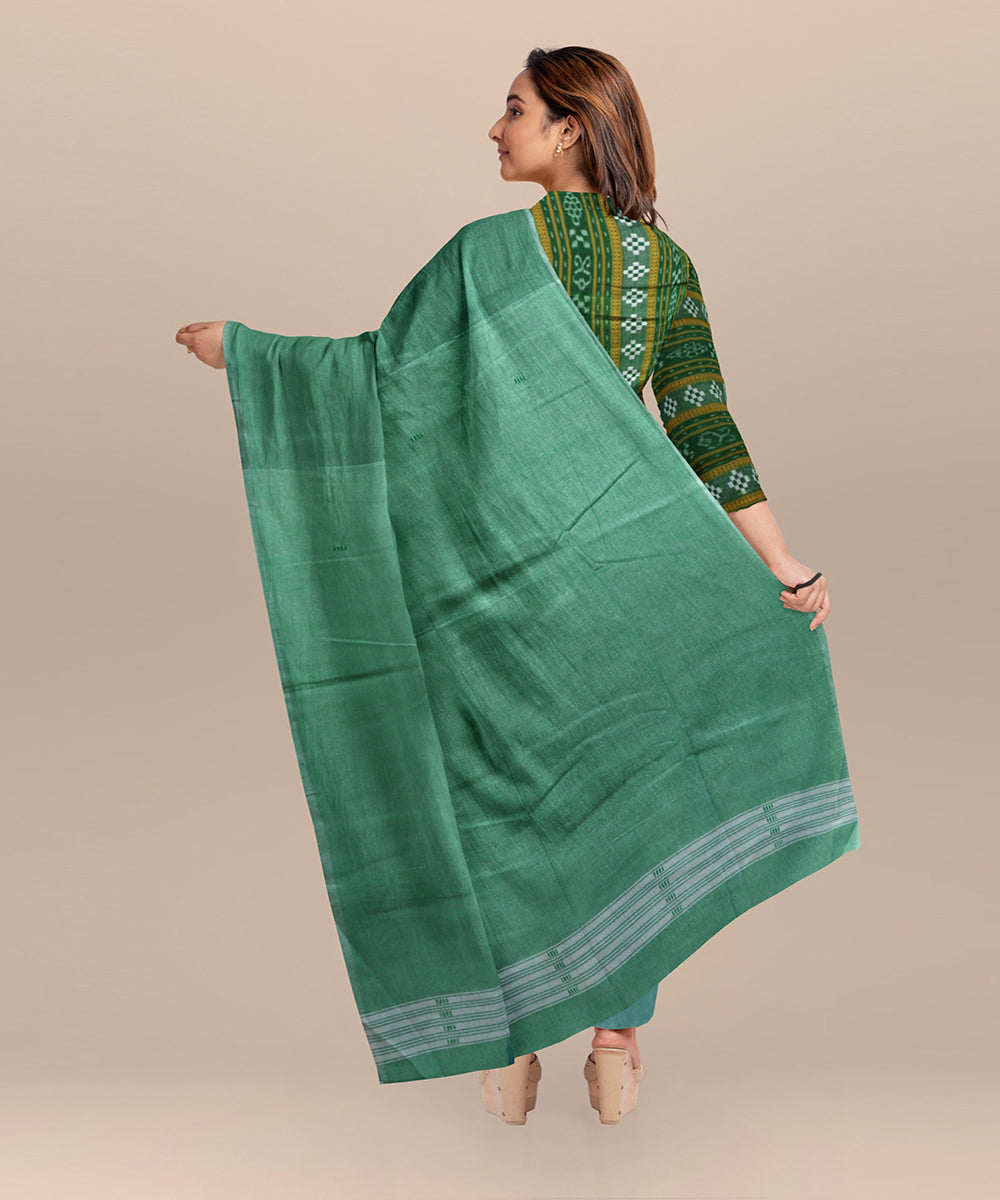 Dark green emeraled handloom cotton nuapatna dress material