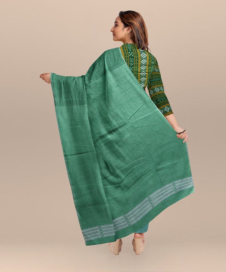 Dark green emeraled handloom cotton nuapatna dress material