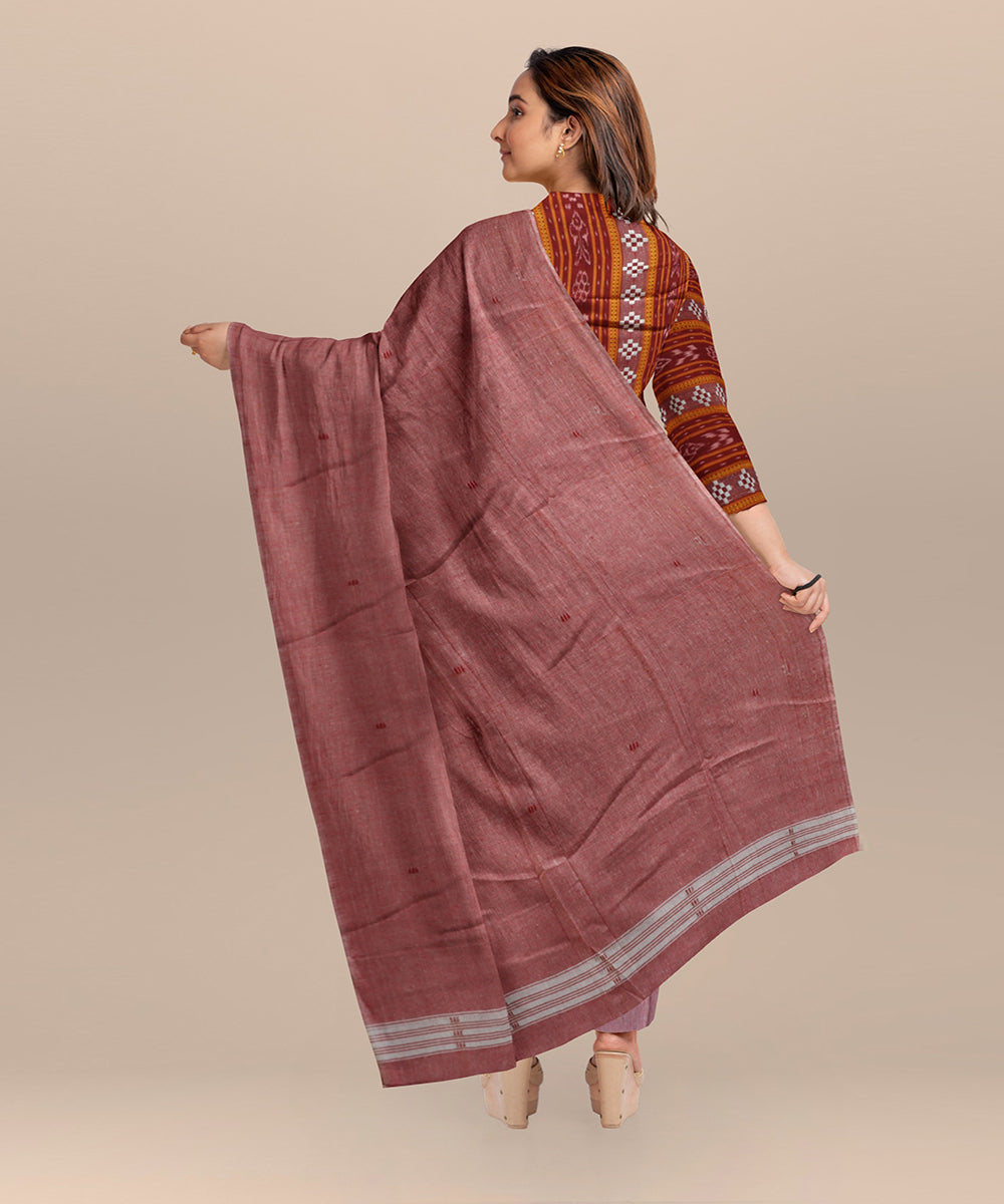 Maroon baby pink handloom cotton nuapatna dress material