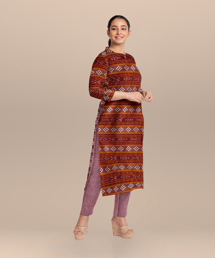 Maroon baby pink handloom cotton nuapatna dress material